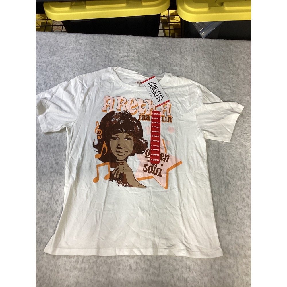 Aretha Franklin Queen of Soul Graphic Tee White XS New‎ Licensed Band T-Shirt